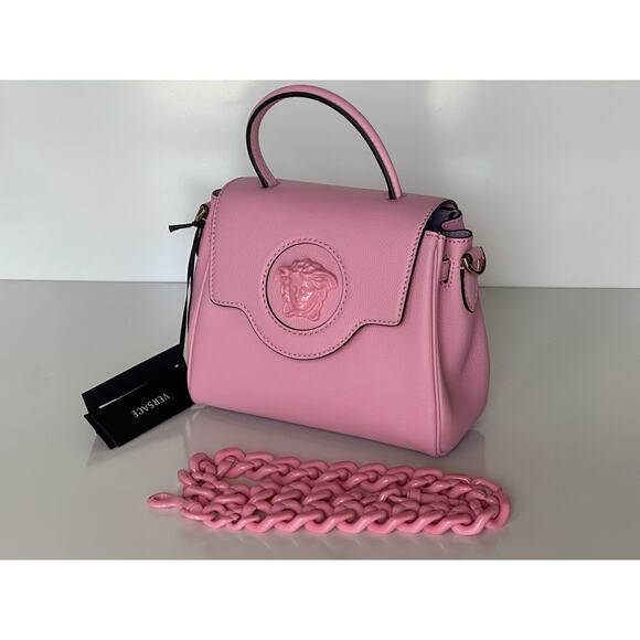 NWT $2125 Versace Top Handle Leather Pink Small Shoulder Bag DBFI040 Italy - Picture 4 of 16